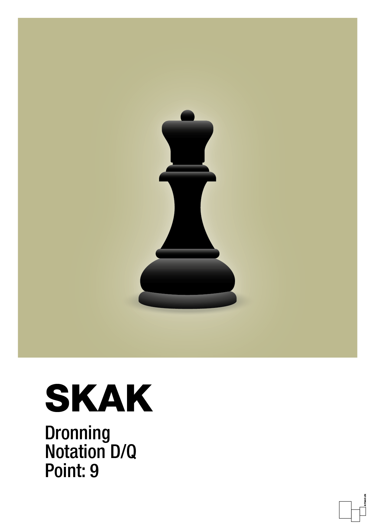 plakat: spillebrikken dronning i sort - back to nature-Brætspil-A1two3