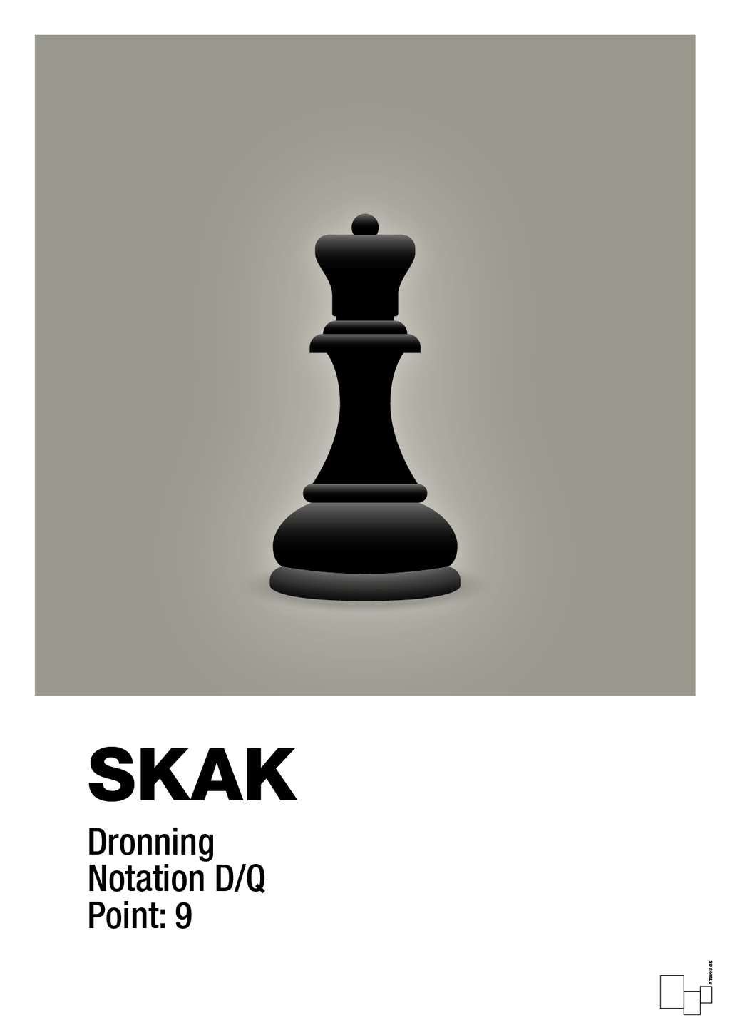 plakat: spillebrikken dronning i sort - battleship gray-Brætspil-A1two3
