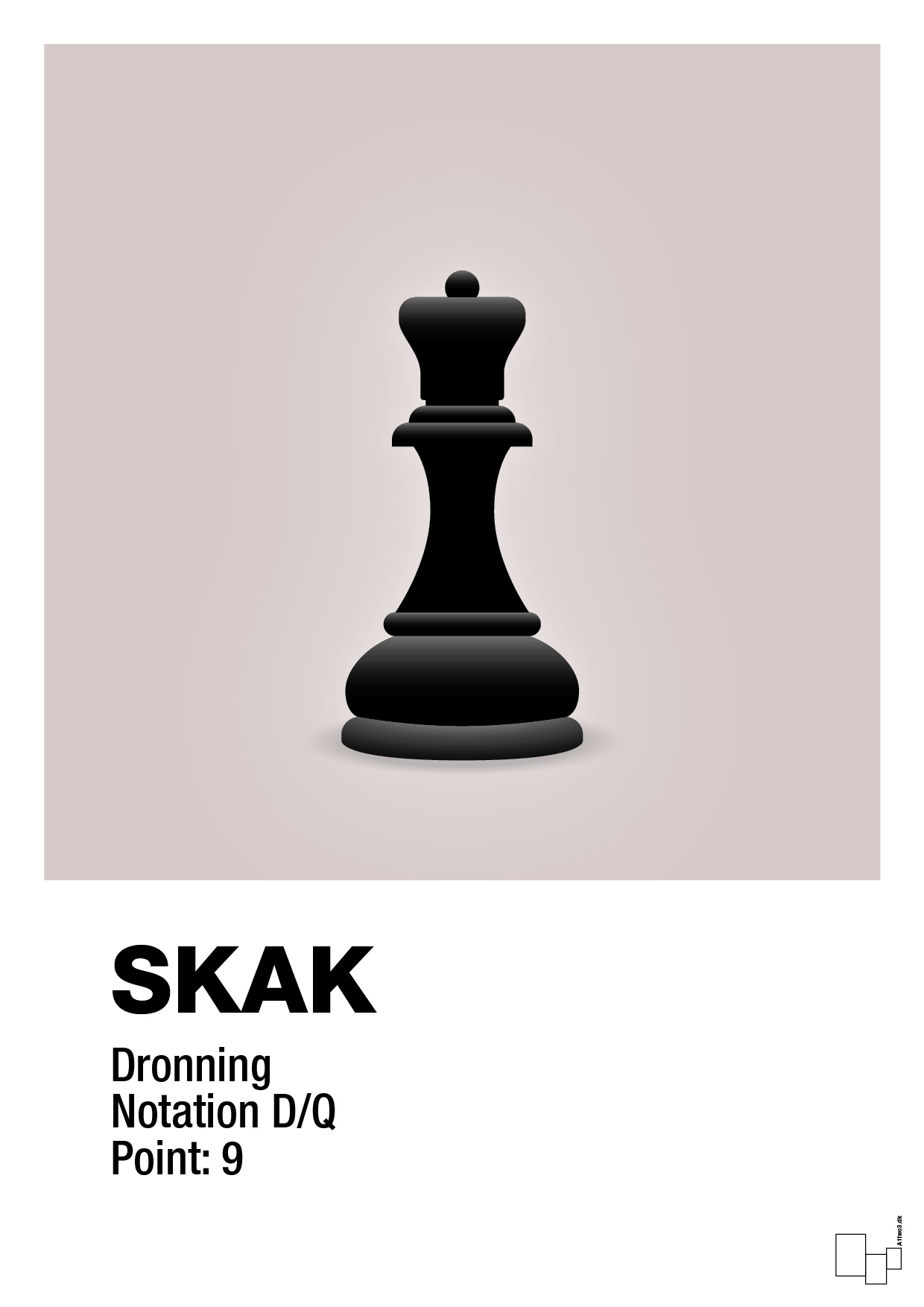 plakat: spillebrikken dronning i sort - broken beige-Brætspil-A1two3