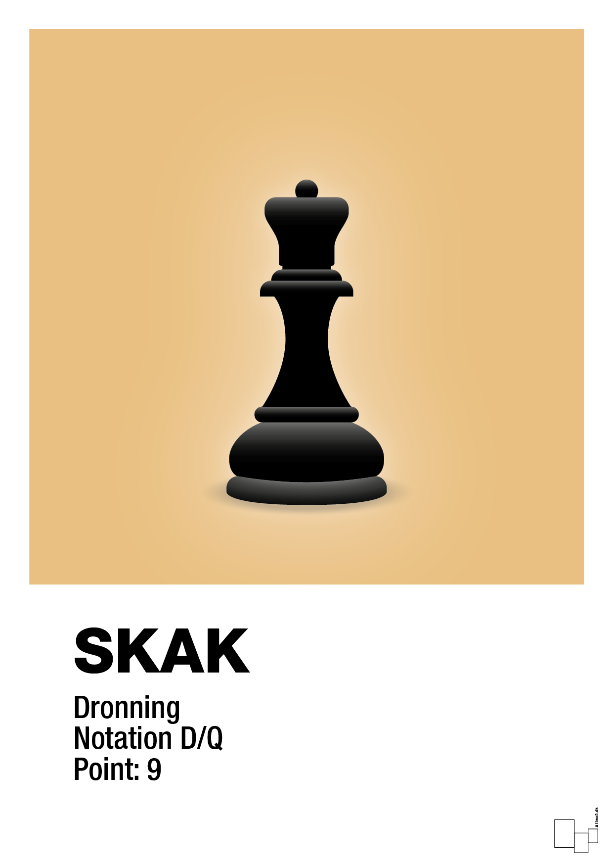 plakat: spillebrikken dronning i sort - charismatic-Brætspil-A1two3