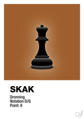 plakat: spillebrikken dronning i sort - cognac-Brætspil-A1two3