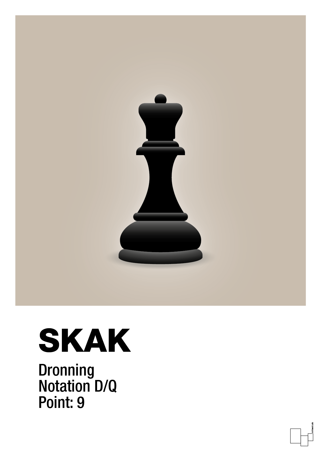 plakat: spillebrikken dronning i sort - creamy mushroom-Brætspil-A1two3