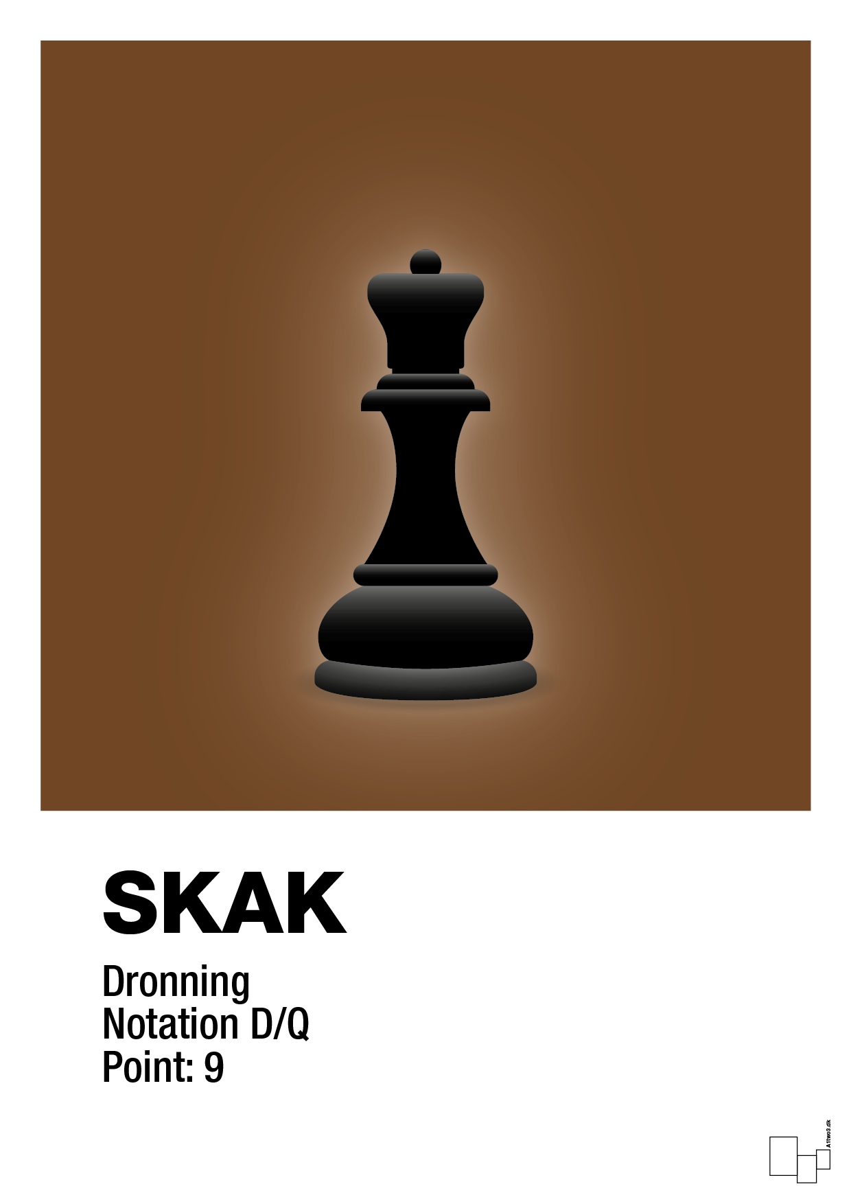 plakat: spillebrikken dronning i sort - dark brown-Brætspil-A1two3