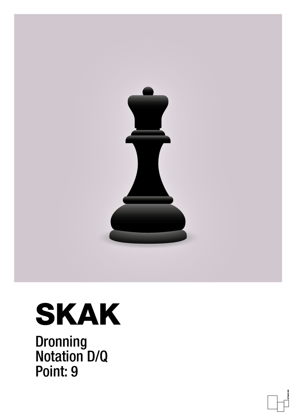 plakat: spillebrikken dronning i sort - dusty lilac-Brætspil-A1two3