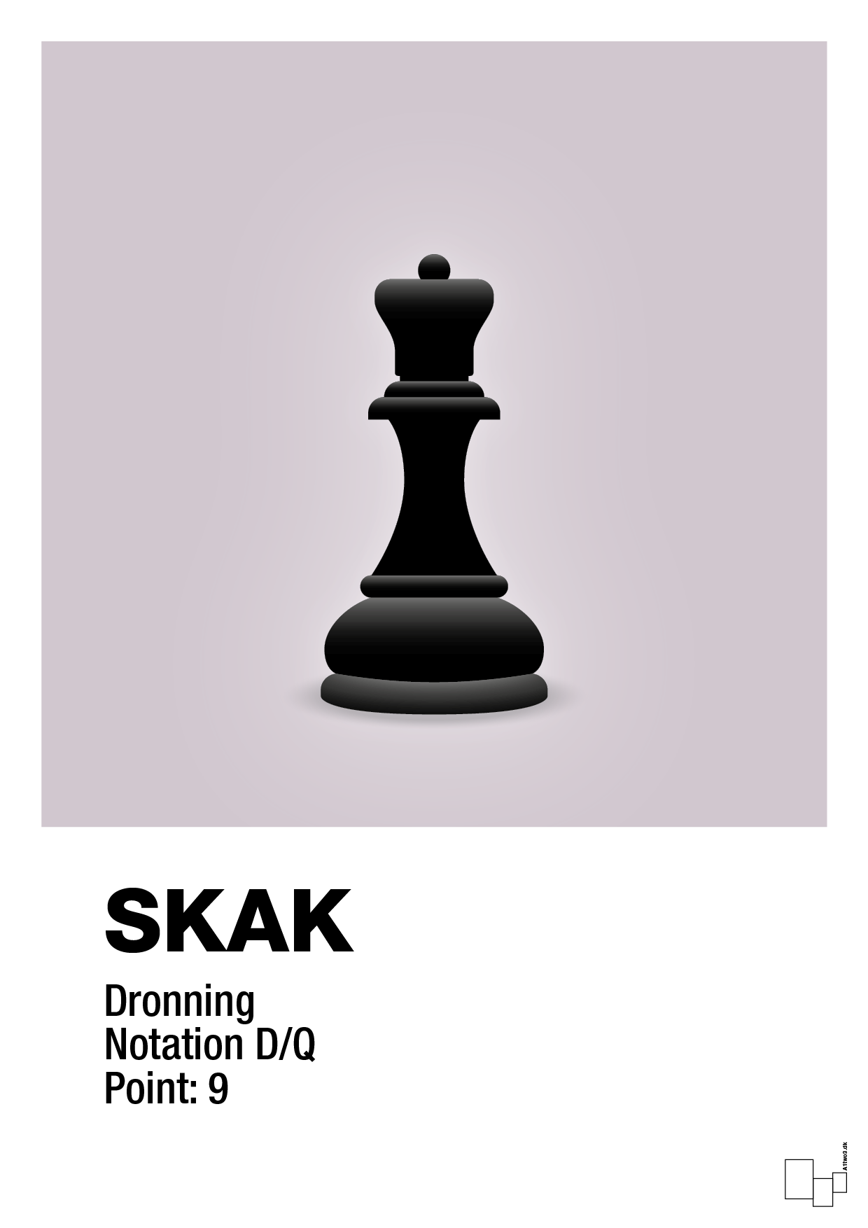 plakat: spillebrikken dronning i sort - dusty lilac-Brætspil-A1two3