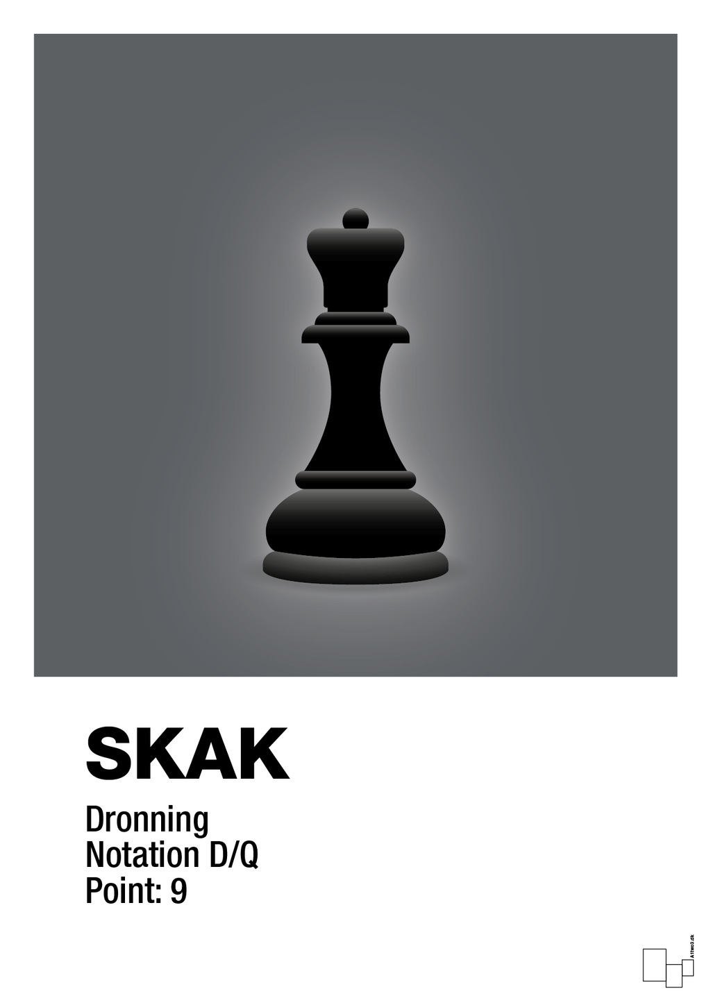 plakat: spillebrikken dronning i sort - graphic charcoal-Brætspil-A1two3