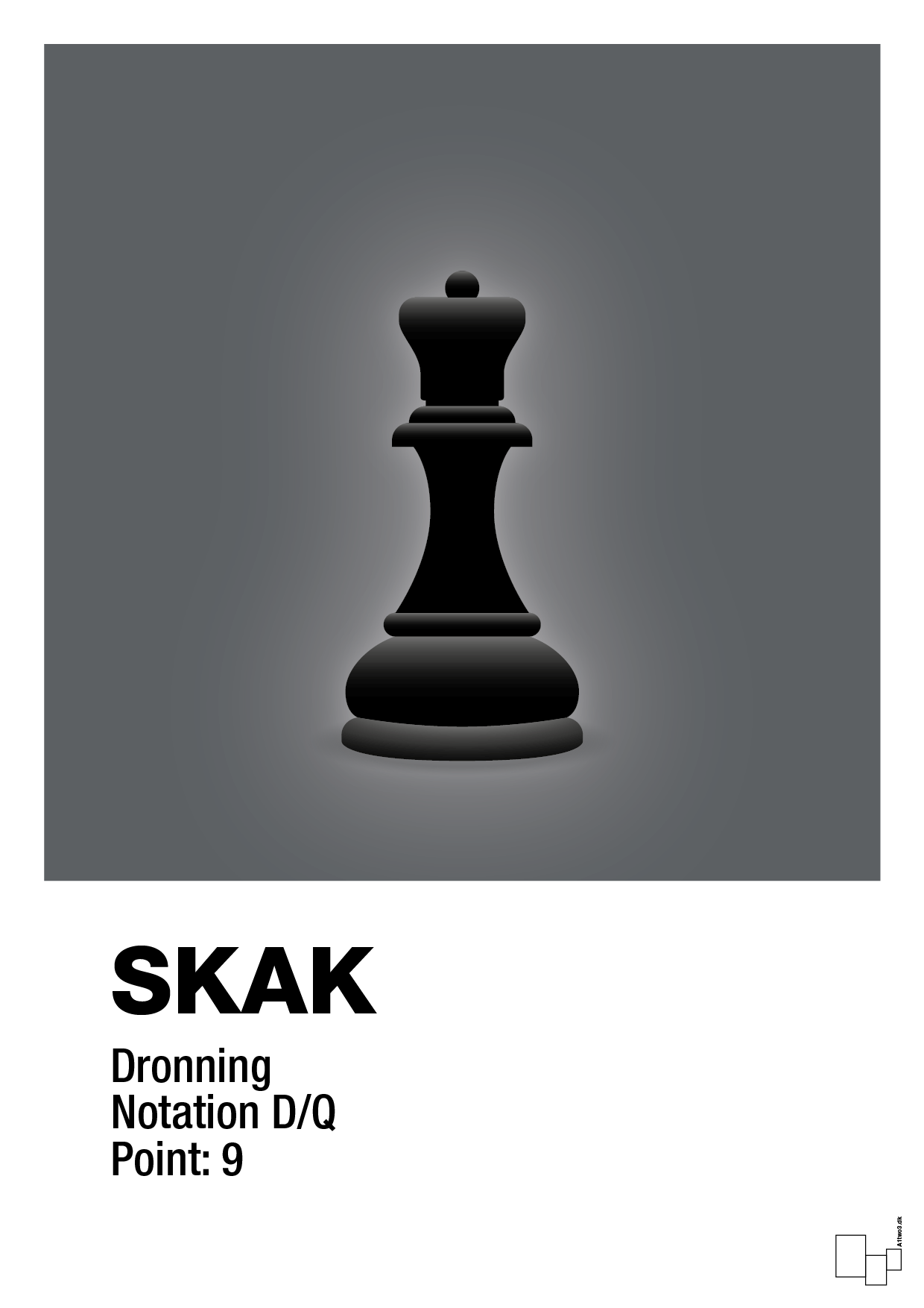 plakat: spillebrikken dronning i sort - graphic charcoal-Brætspil-A1two3