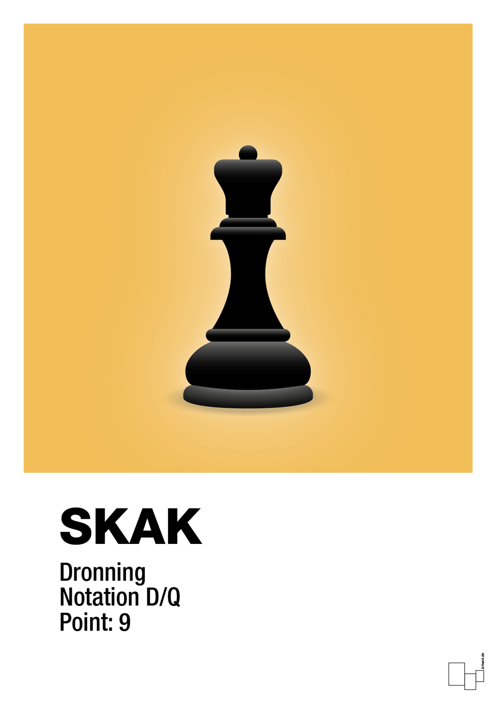 plakat: spillebrikken dronning i sort - honeycomb-Brætspil-A1two3