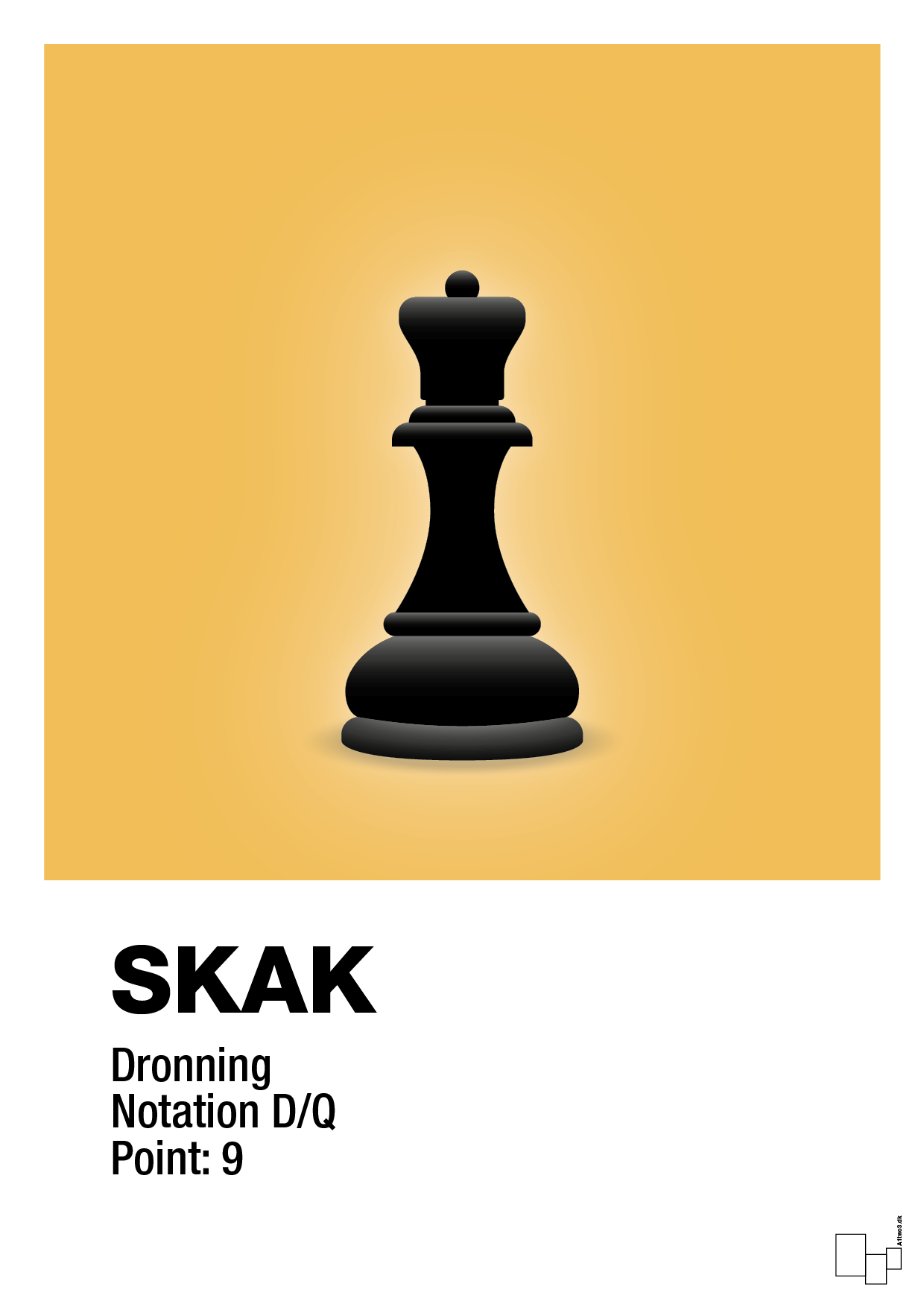 plakat: spillebrikken dronning i sort - honeycomb-Brætspil-A1two3