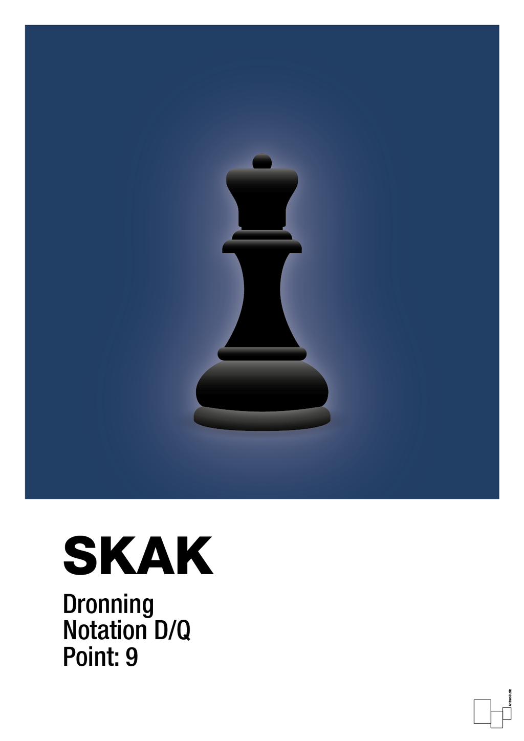 plakat: spillebrikken dronning i sort - lapis blue-Brætspil-A1two3