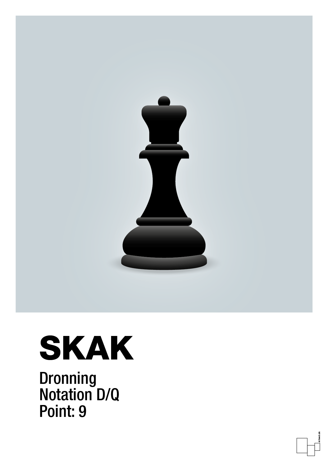 plakat: spillebrikken dronning i sort - light drizzle-Brætspil-A1two3