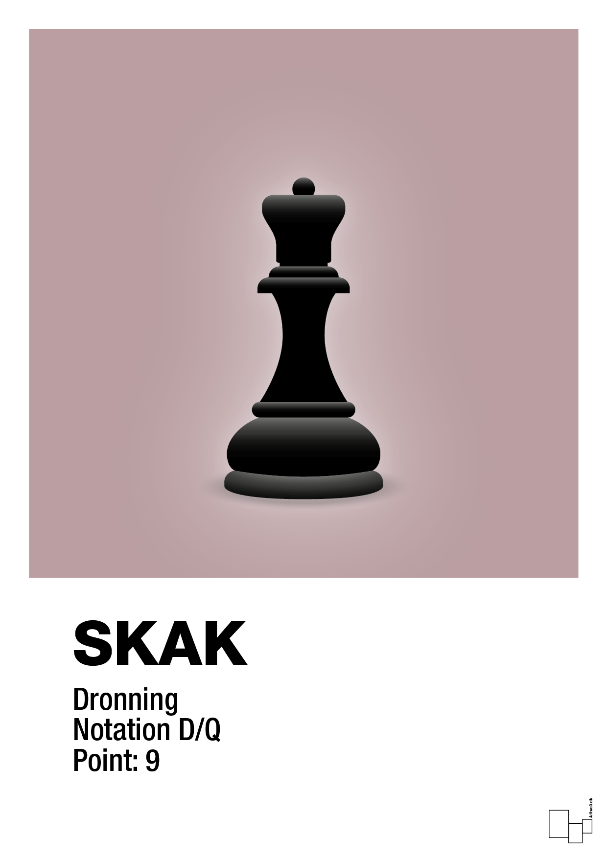 plakat: spillebrikken dronning i sort - light rose-Brætspil-A1two3