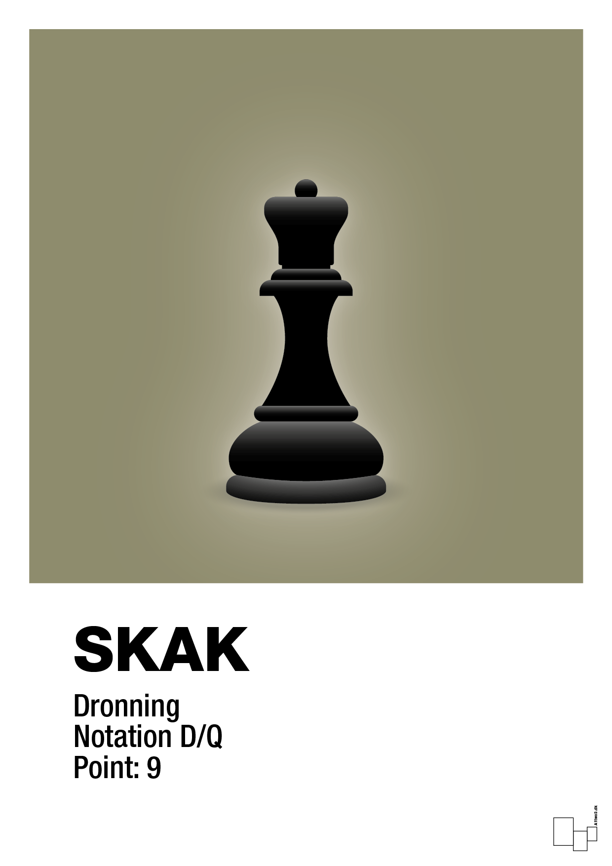 plakat: spillebrikken dronning i sort - misty forrest-Brætspil-A1two3