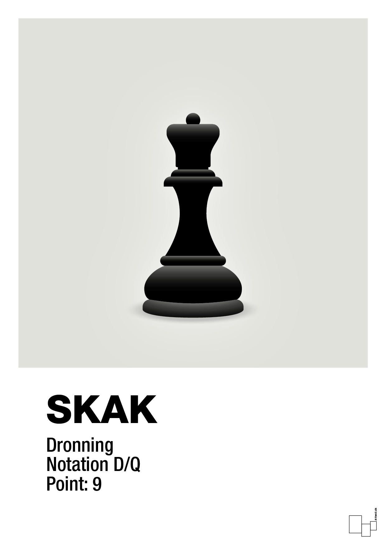 plakat: spillebrikken dronning i sort - painters white-Brætspil-A1two3