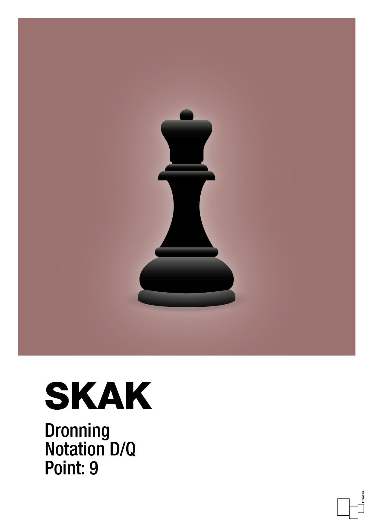 plakat: spillebrikken dronning i sort - plum-Brætspil-A1two3