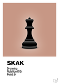 plakat: spillebrikken dronning i sort - powder-Brætspil-A1two3