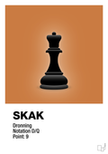 plakat: spillebrikken dronning i sort - rumba orange-Brætspil-A1two3