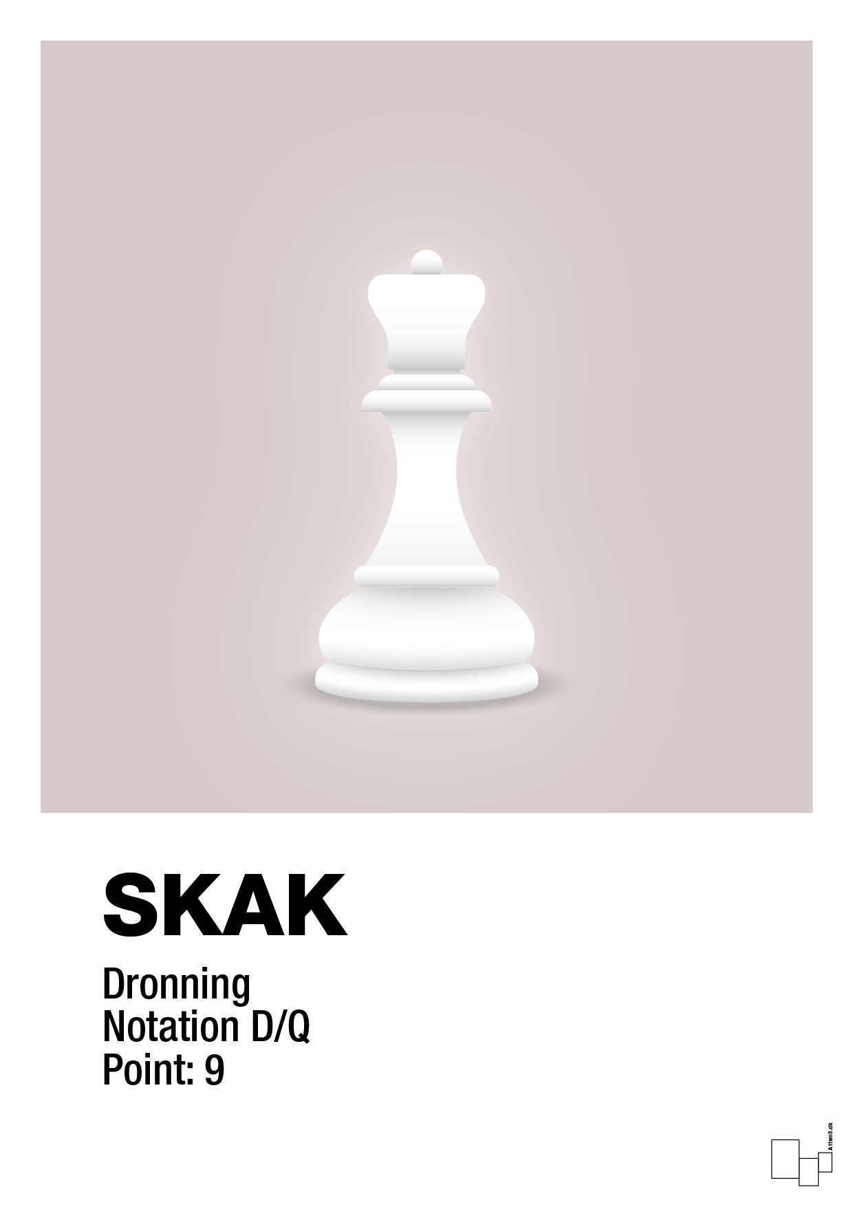plakat: spillebrikken dronning i hvid - broken beige-Brætspil-A1two3