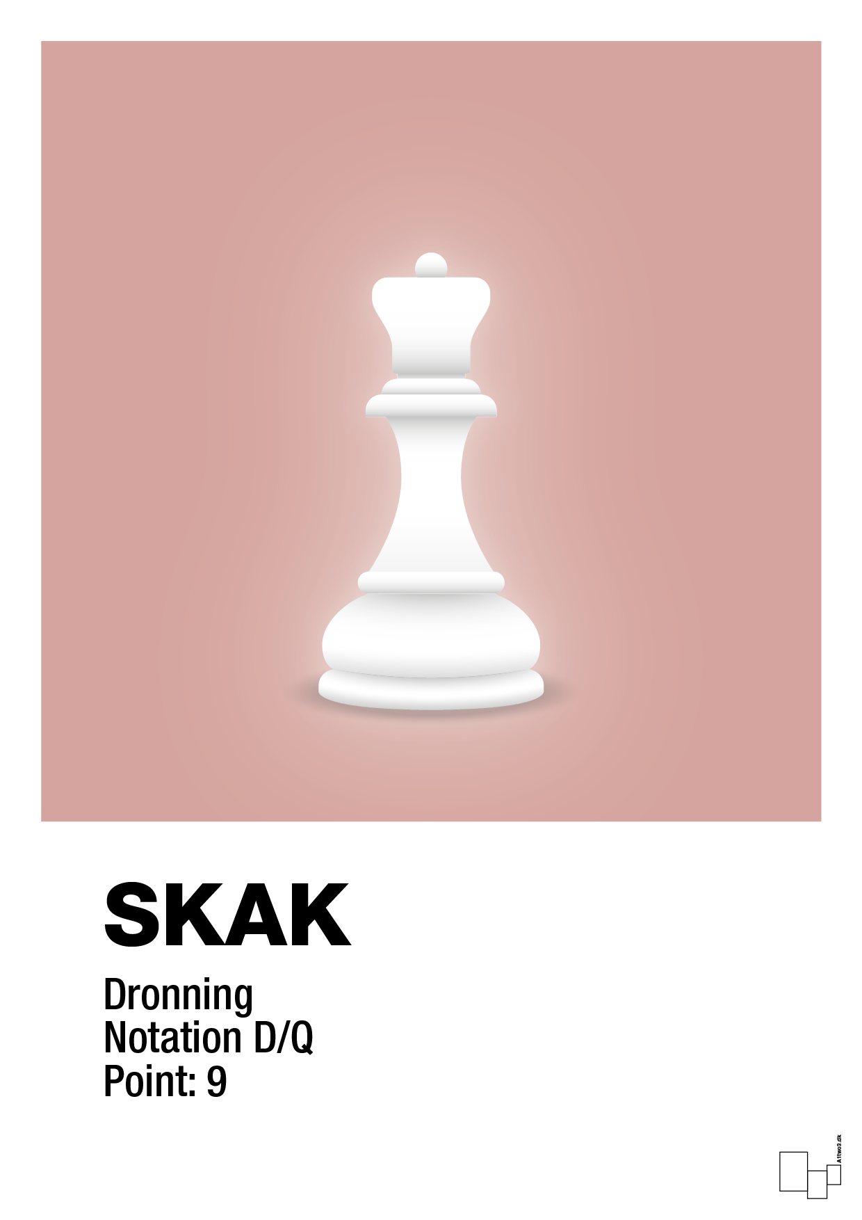plakat: spillebrikken dronning i hvid - bubble shell-Brætspil-A1two3