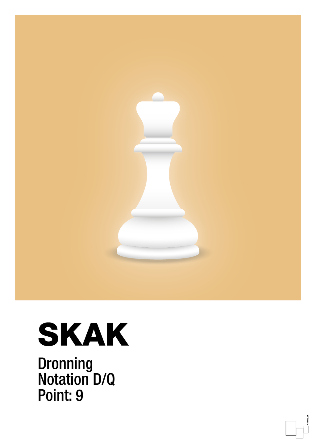 plakat: spillebrikken dronning i hvid - charismatic-Brætspil-A1two3