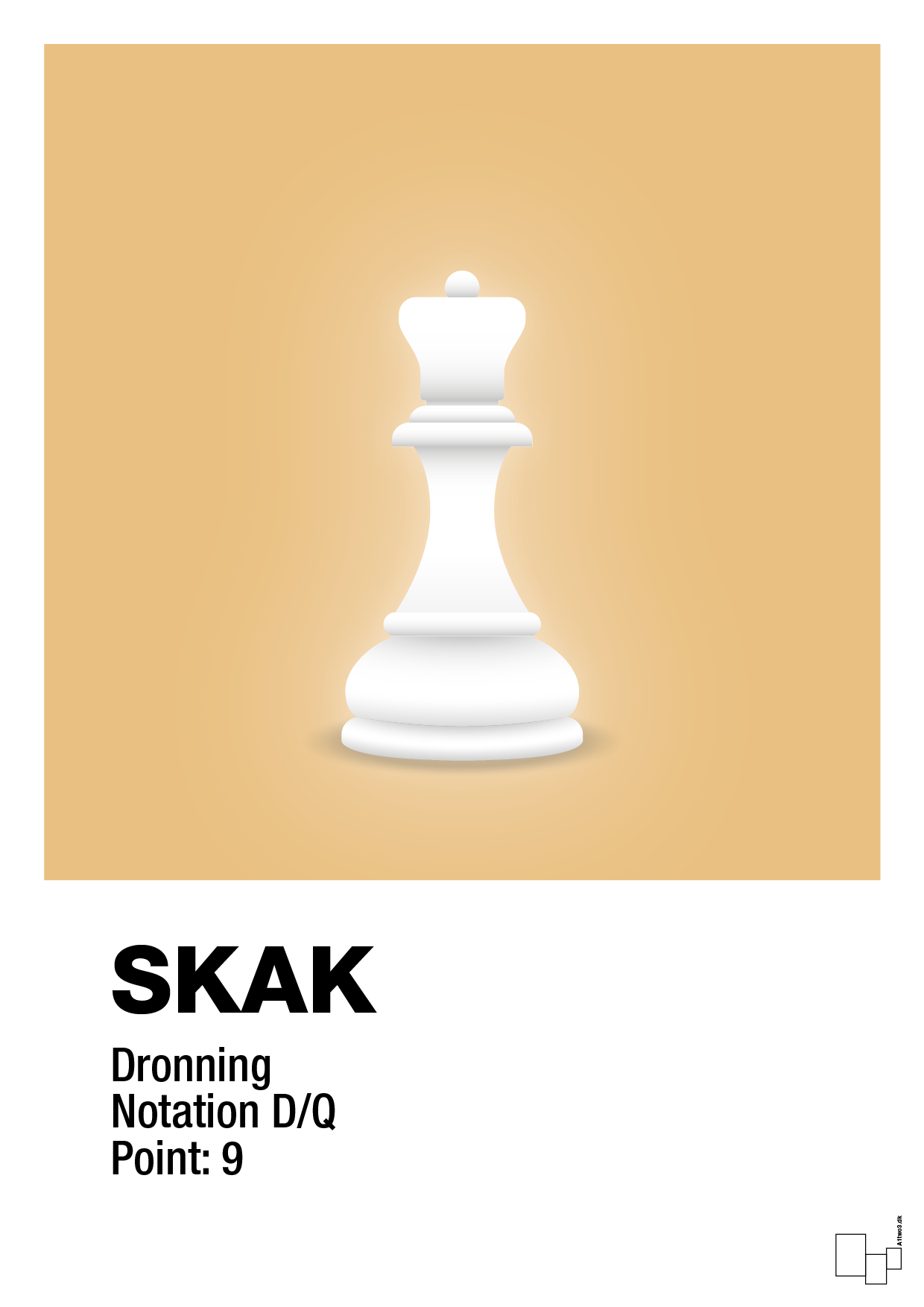 plakat: spillebrikken dronning i hvid - charismatic-Brætspil-A1two3