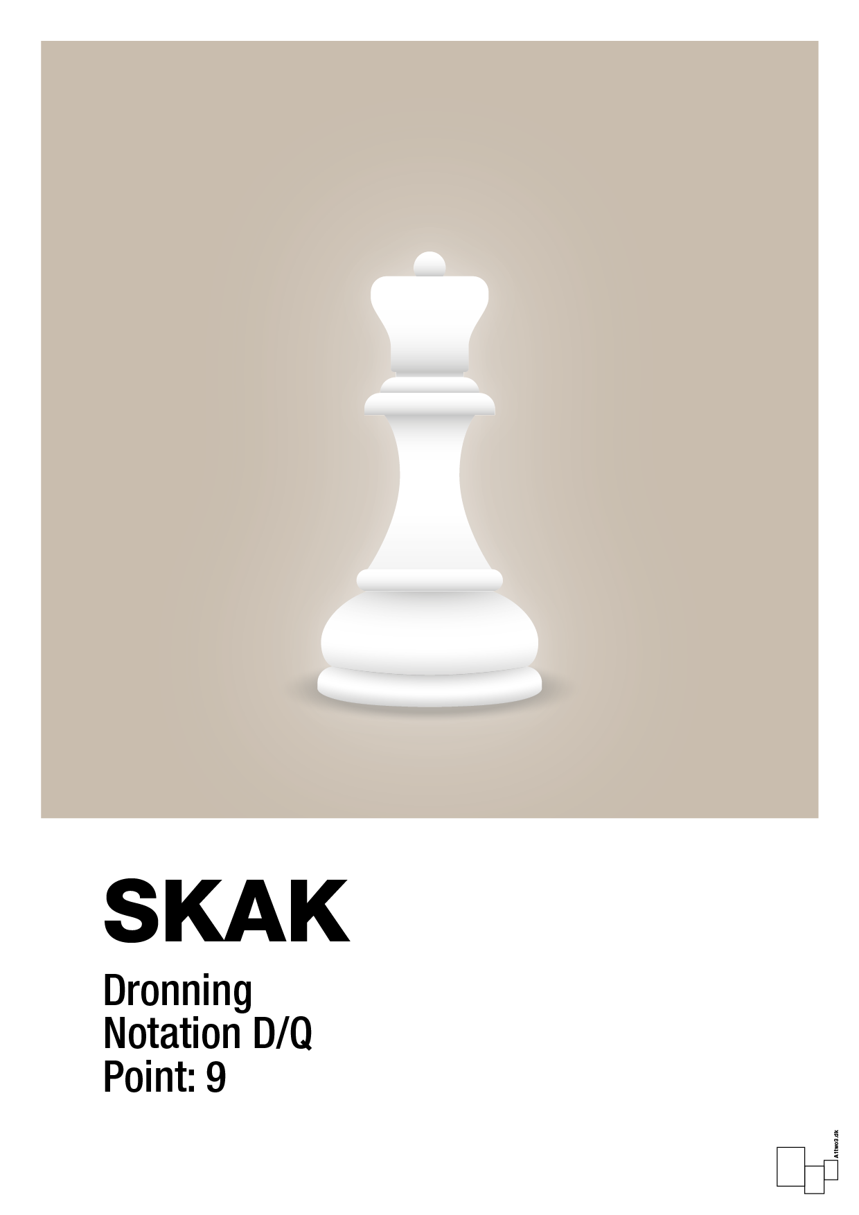 plakat: spillebrikken dronning i hvid - creamy mushroom-Brætspil-A1two3