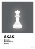 plakat: spillebrikken dronning i hvid - graphic charcoal-Brætspil-A1two3