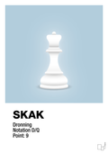 plakat: spillebrikken dronning i hvid - heavenly blue-Brætspil-A1two3
