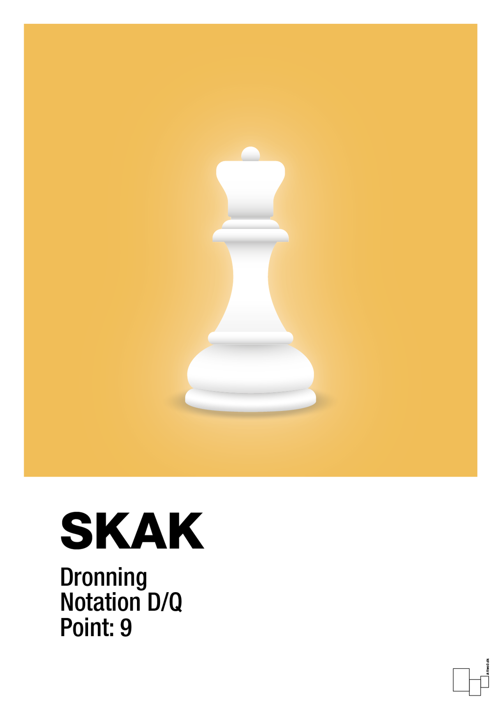 plakat: spillebrikken dronning i hvid - honeycomb-Brætspil-A1two3