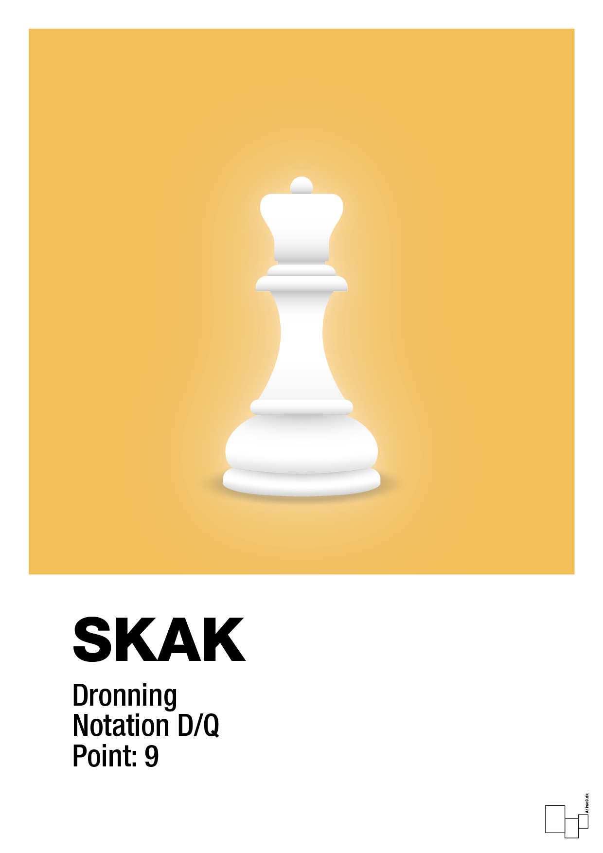 plakat: spillebrikken dronning i hvid - honeycomb-Brætspil-A1two3