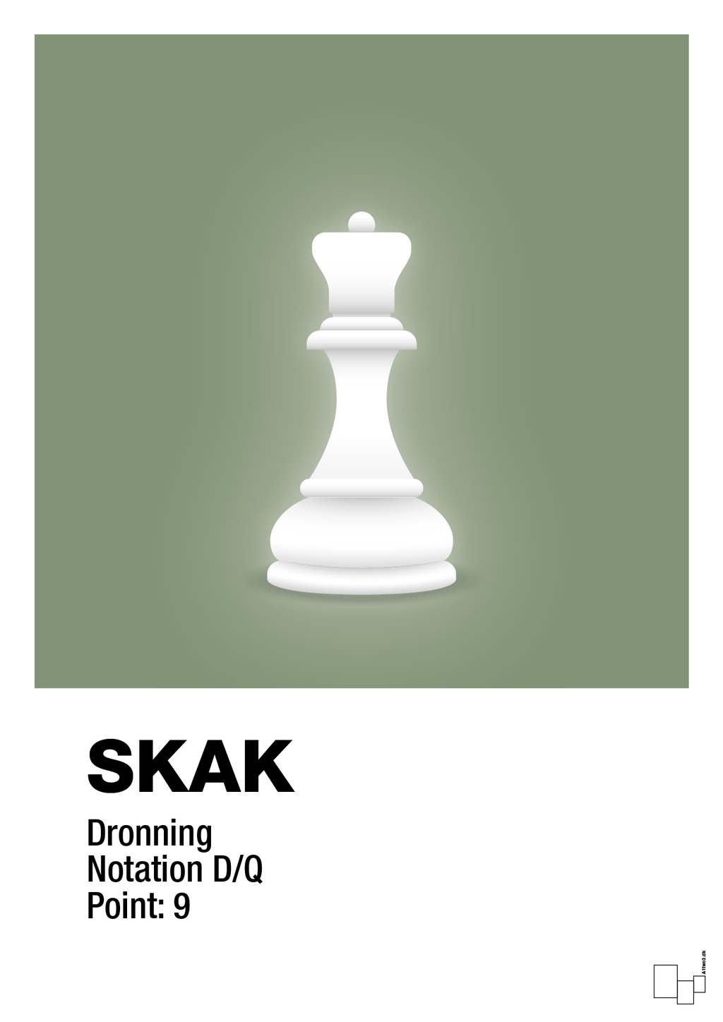 plakat: spillebrikken dronning i hvid - jade-Brætspil-A1two3