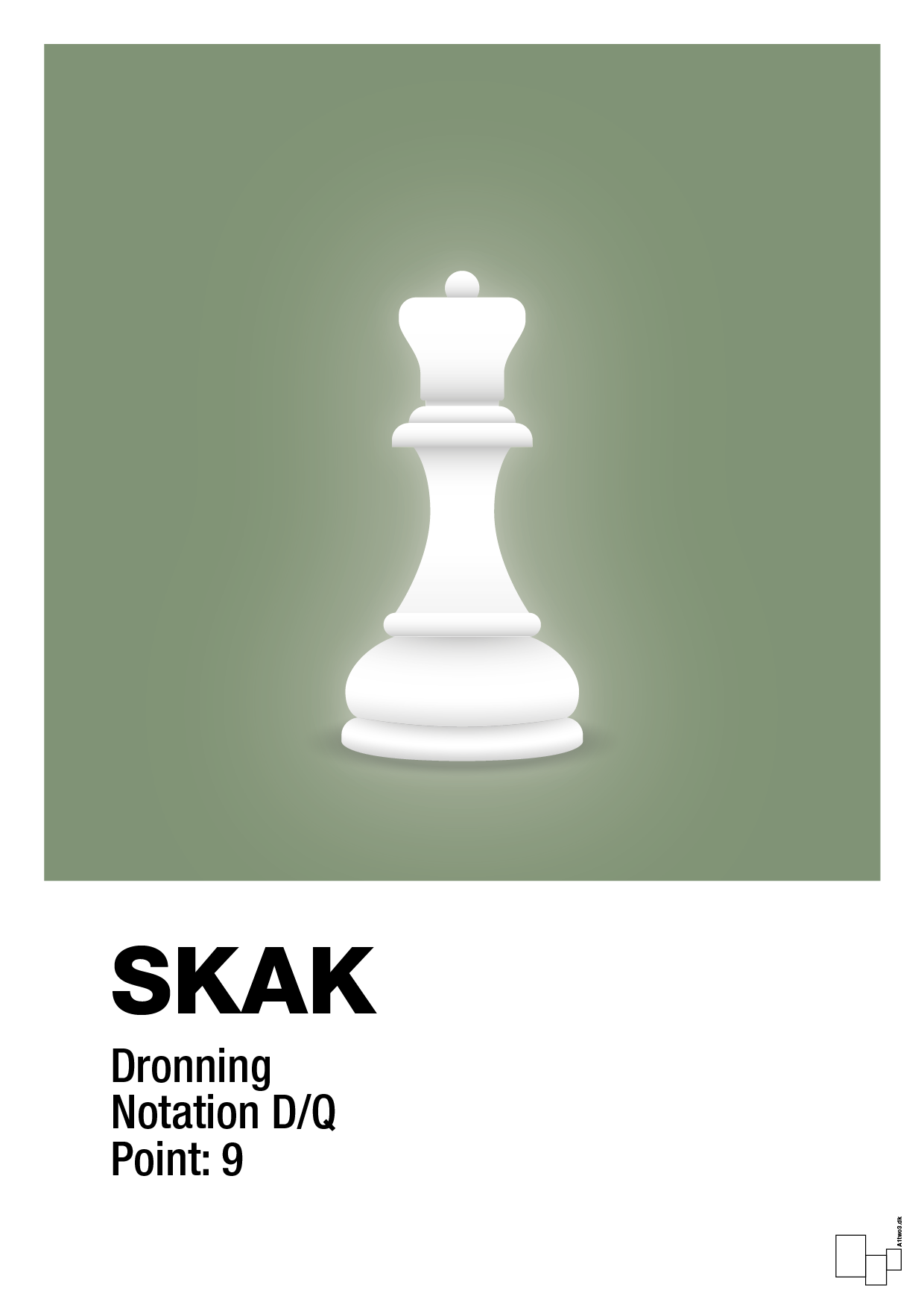 plakat: spillebrikken dronning i hvid - jade-Brætspil-A1two3