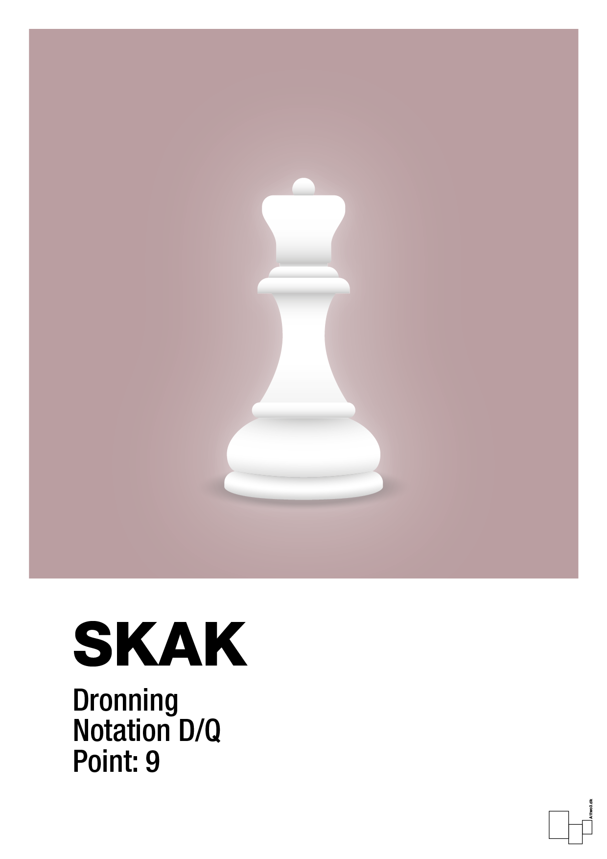 plakat: spillebrikken dronning i hvid - light rose-Brætspil-A1two3