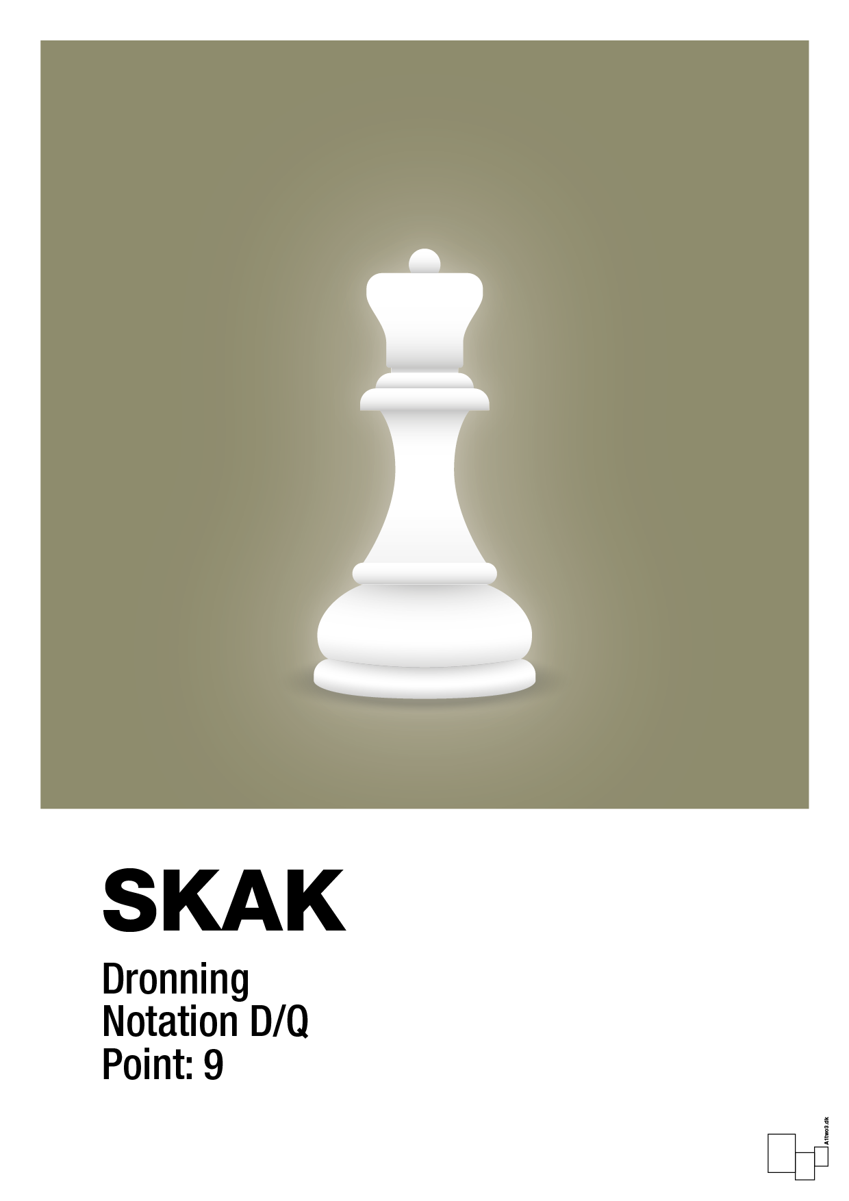 plakat: spillebrikken dronning i hvid - misty forrest-Brætspil-A1two3