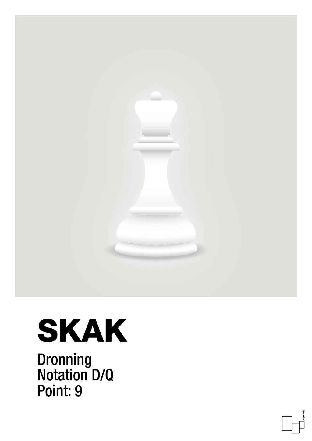 plakat: spillebrikken dronning i hvid - painters white-Brætspil-A1two3