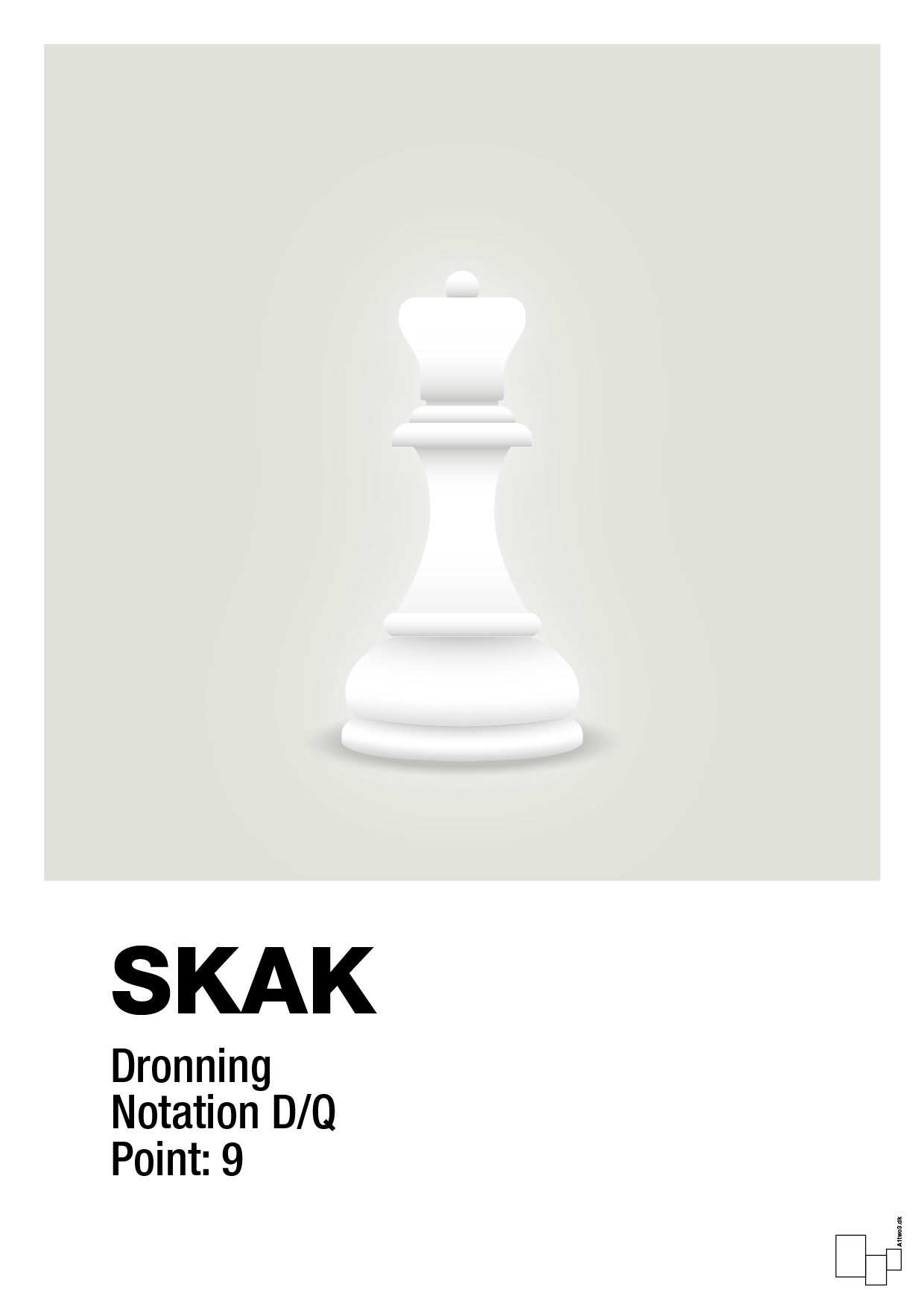 plakat: spillebrikken dronning i hvid - painters white-Brætspil-A1two3