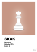 plakat: spillebrikken dronning i hvid - powder-Brætspil-A1two3
