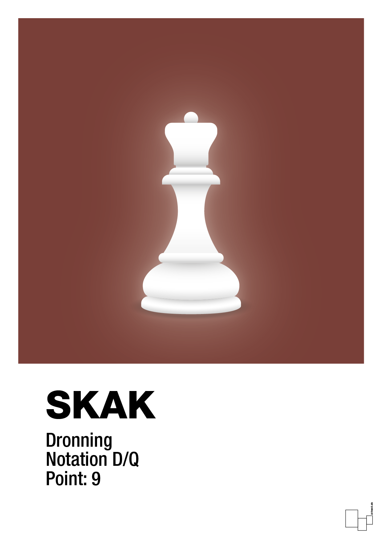 plakat: spillebrikken dronning i hvid - red pepper-Brætspil-A1two3