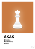 plakat: spillebrikken dronning i hvid - rumba orange-Brætspil-A1two3