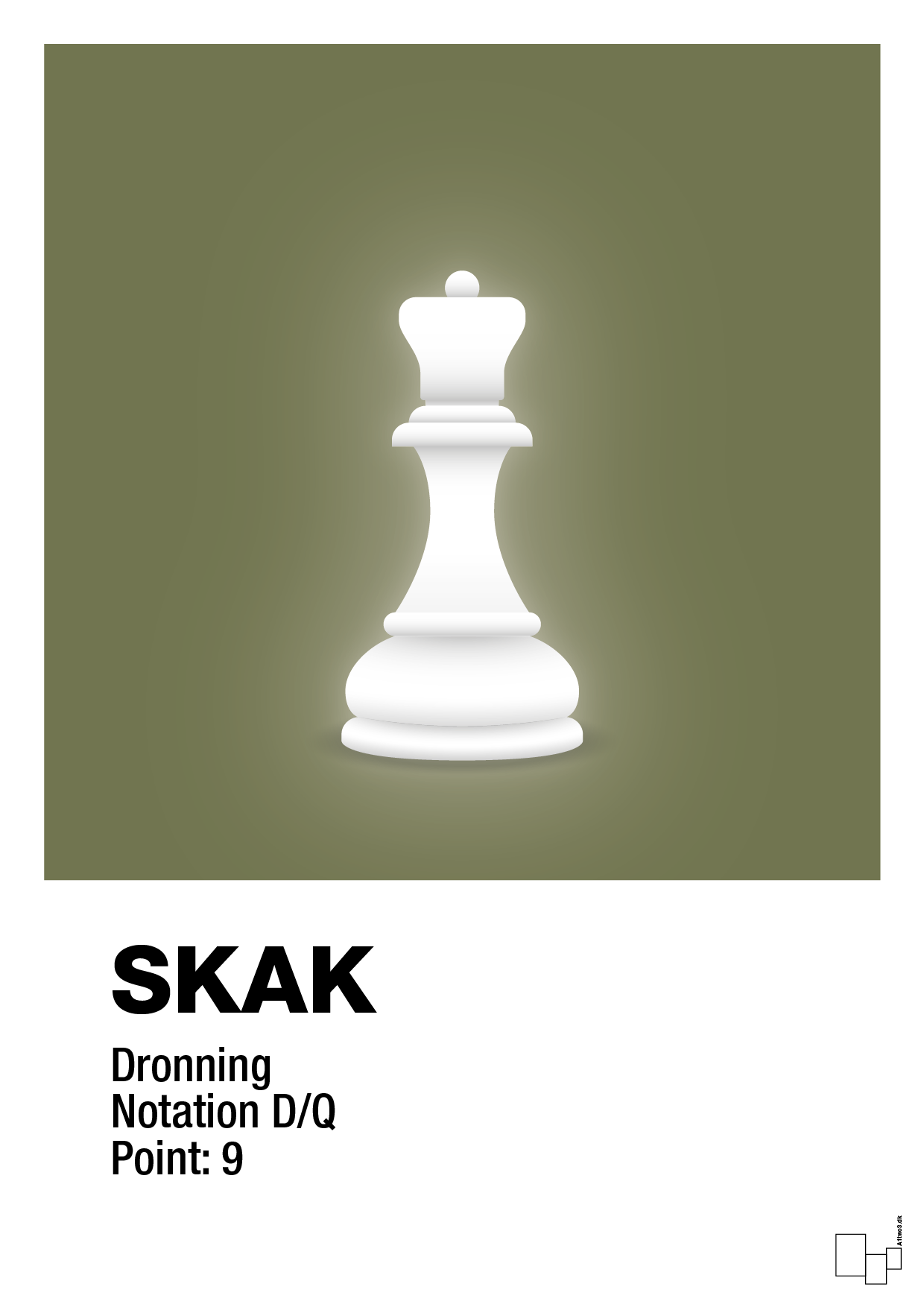 plakat: spillebrikken dronning i hvid - secret meadow-Brætspil-A1two3