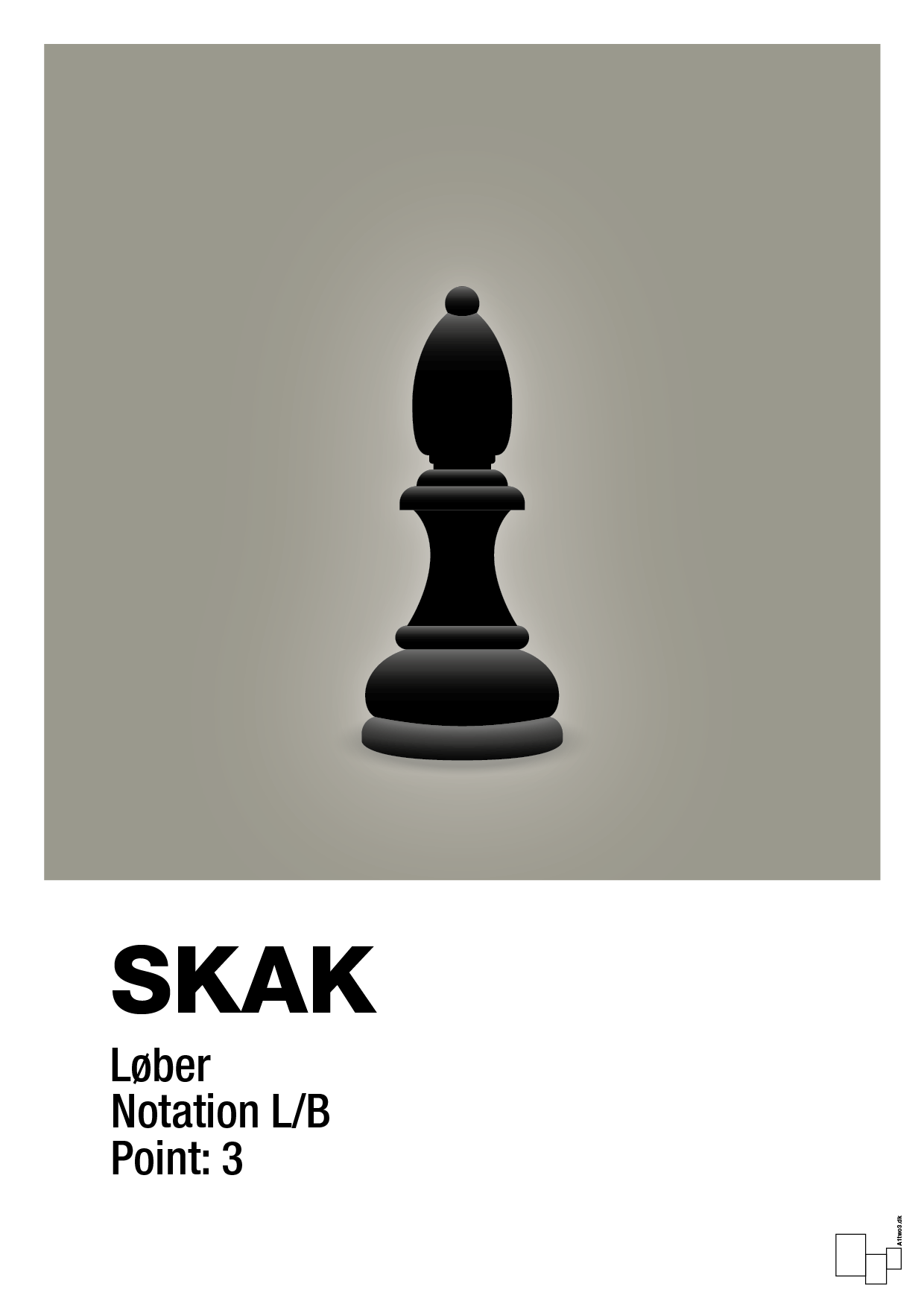 plakat: spillebrikken løber i sort - battleship gray-Brætspil-A1two3