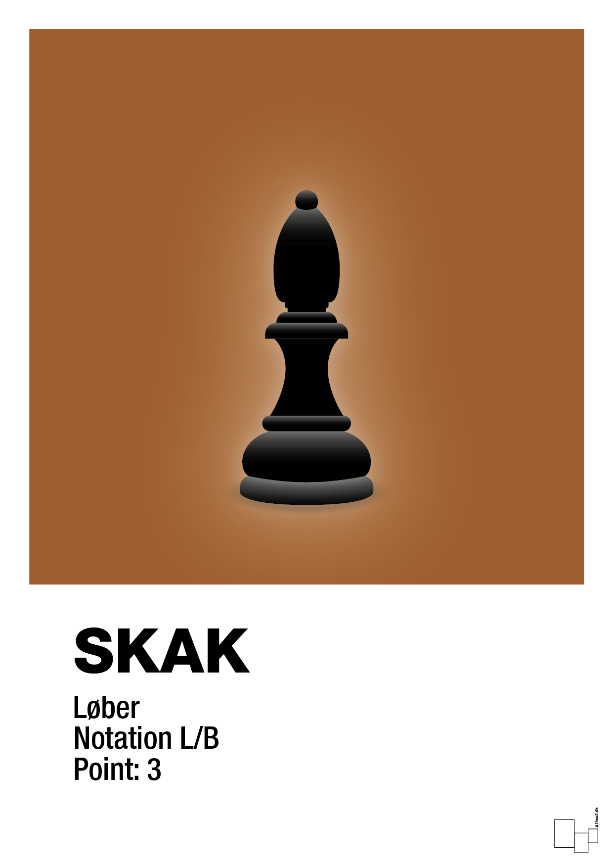 plakat: spillebrikken løber i sort - cognac-Brætspil-A1two3