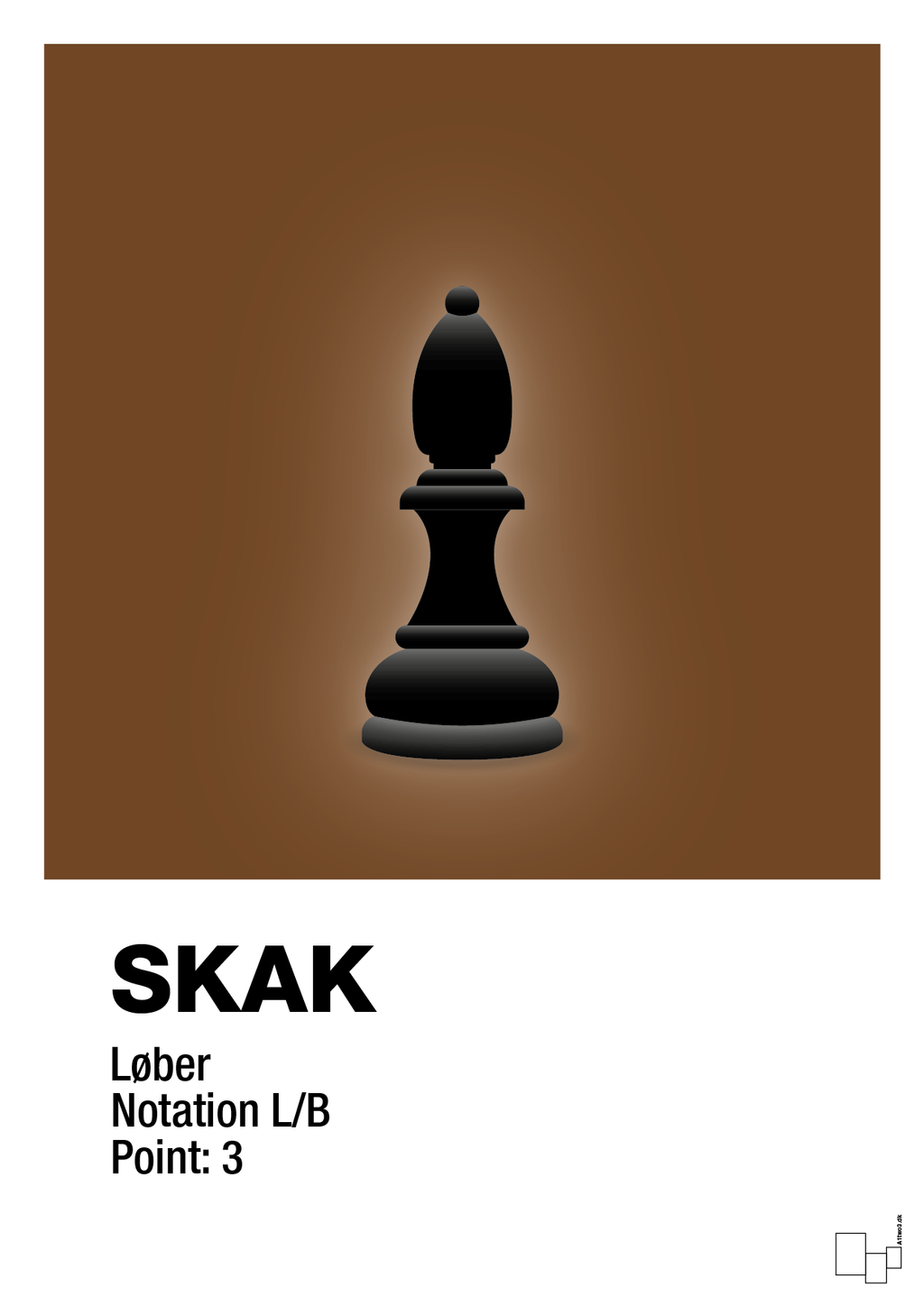plakat: spillebrikken løber i sort - dark brown-Brætspil-A1two3