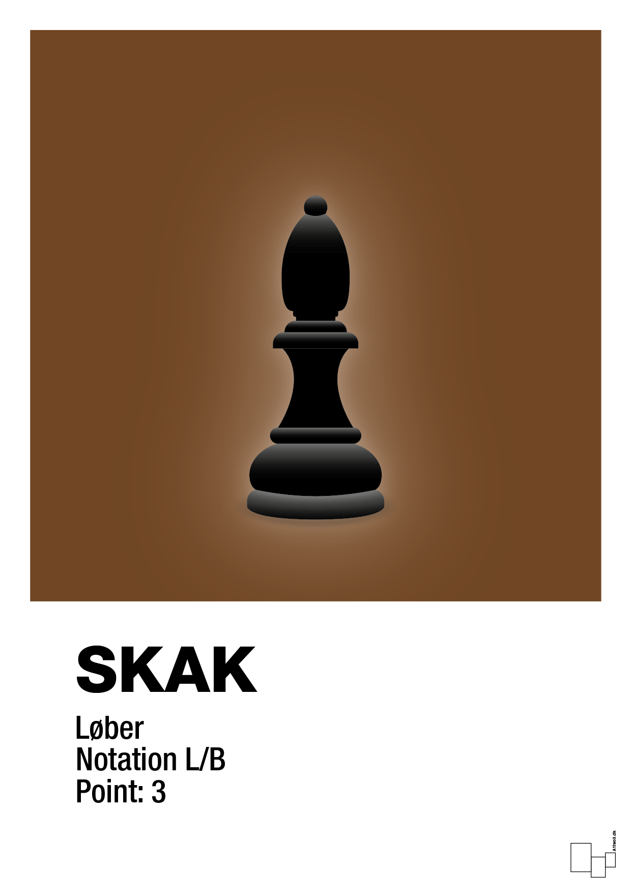 plakat: spillebrikken løber i sort - dark brown-Brætspil-A1two3