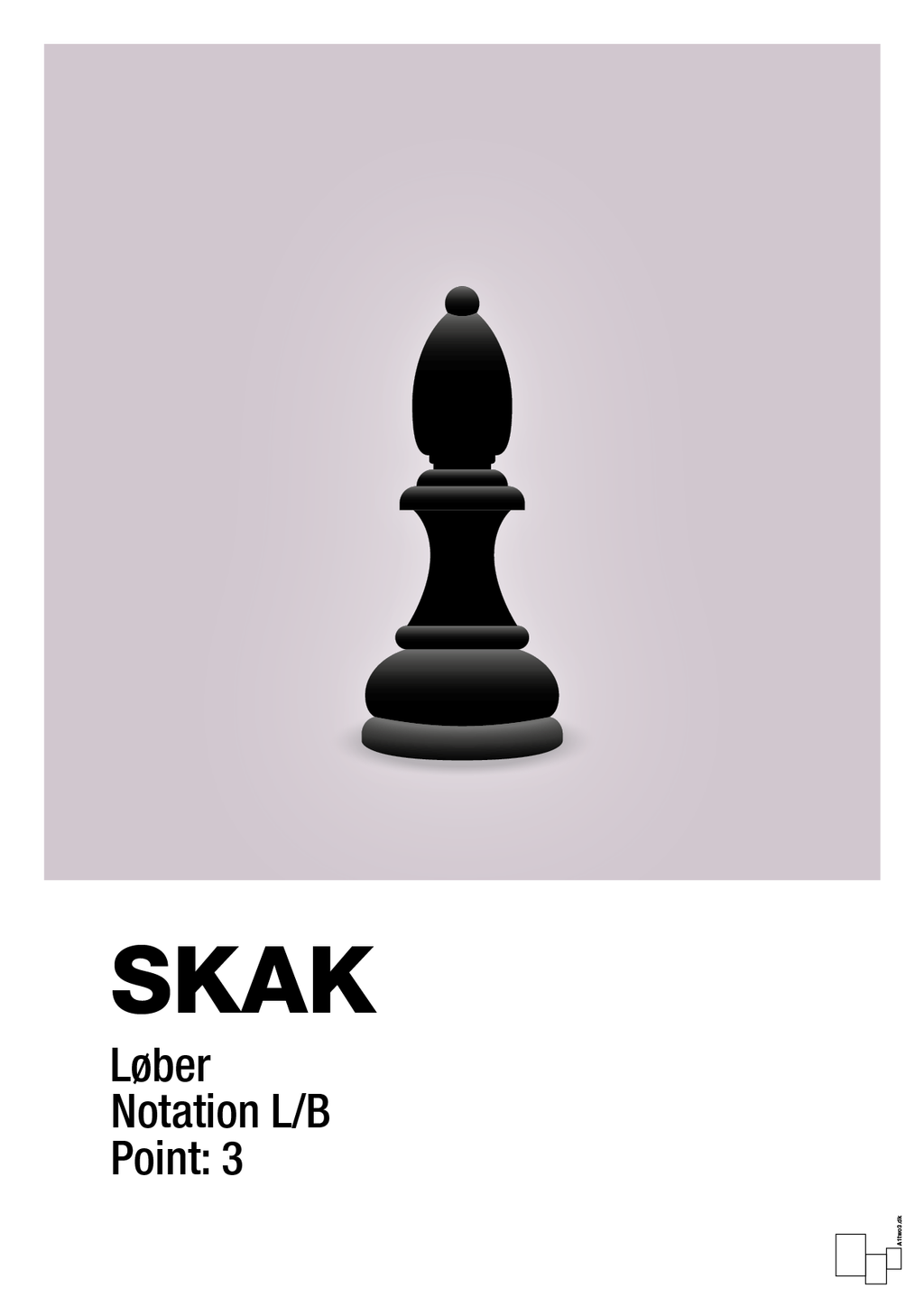 plakat: spillebrikken løber i sort - dusty lilac-Brætspil-A1two3