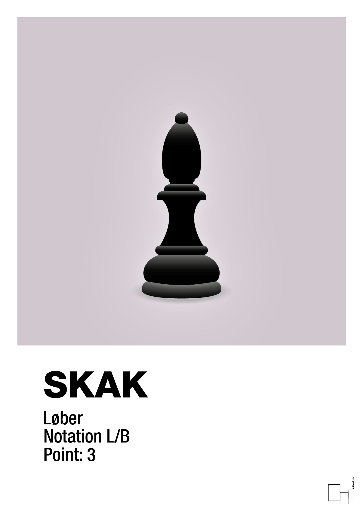 plakat: spillebrikken løber i sort - dusty lilac-Brætspil-A1two3
