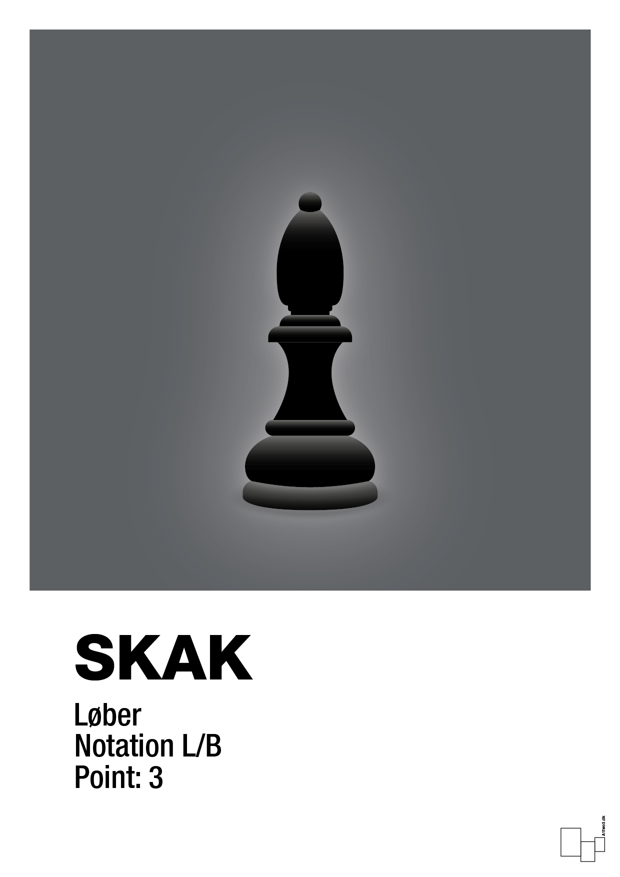 plakat: spillebrikken løber i sort - graphic charcoal-Brætspil-A1two3
