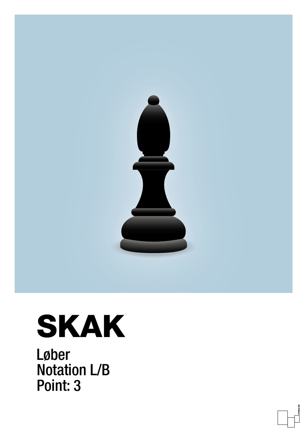 plakat: spillebrikken løber i sort - heavenly blue-Brætspil-A1two3