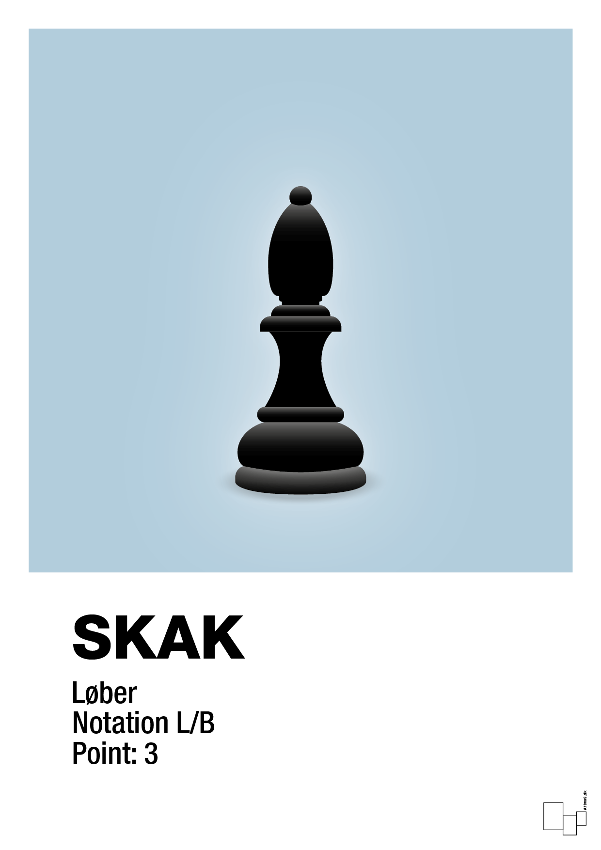plakat: spillebrikken løber i sort - heavenly blue-Brætspil-A1two3