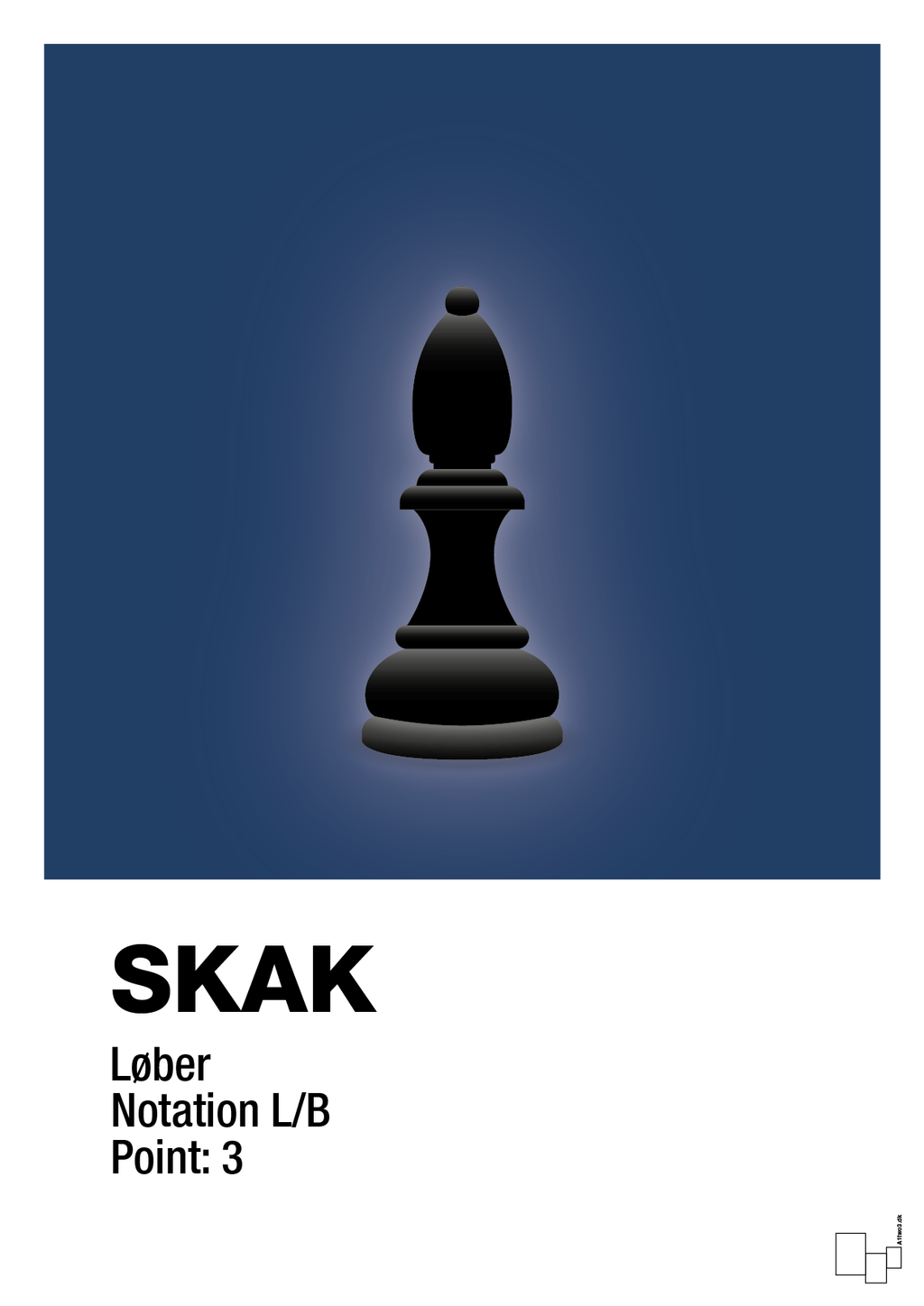 plakat: spillebrikken løber i sort - lapis blue-Brætspil-A1two3